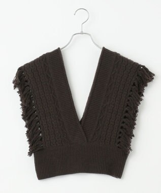 #Newans 【洗える】カシミヤブレンドバルキーデザインニットベスト ダークブラウン系