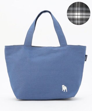 J.PRESS LADIES 【完全受注生産】ポーチ付き キャンバス ミニトートバッグ ダルブルー×グレーチェック系