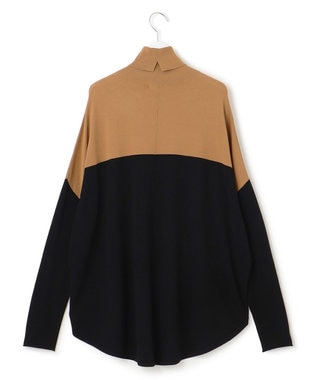 ICB L 【新色追加・WEB限定カラーあり】 ヴィスコースワイド タートルネックプルオーバー キャメル×ブラック［WEB限定］