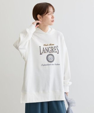 Green Parks 裏毛エンブレムパーカーチュニック Off White