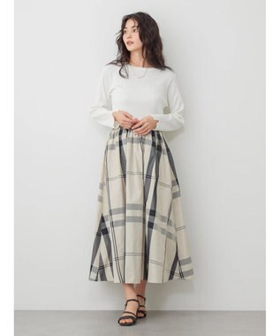 AMERICAN HOLIC チェックメモリーフレアスカート Check Ivory