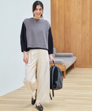 ANY L パターンメッシュニットベスト グレー