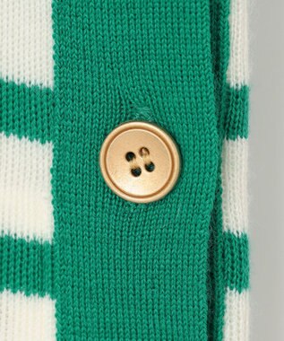 23区 ウールブレンド ボーダー ニット オフ地×エメラルドボーダー