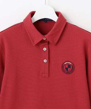 23区GOLF 【WOMEN】スクエアカノコ 長袖 ポロシャツ ワイン系