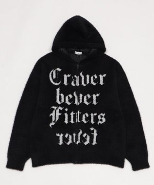 WEGO シャギーグラフィックZIPパーカー ブラック