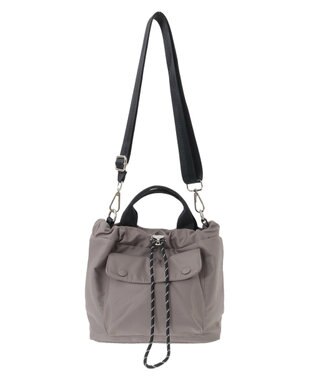 Green Parks ・ｆｕｒｒｙ　ｒａｔｅ　ナイロンドロートート Gray Beige