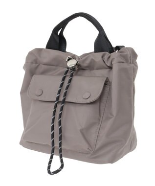 Green Parks ・ｆｕｒｒｙ　ｒａｔｅ　ナイロンドロートート Gray Beige