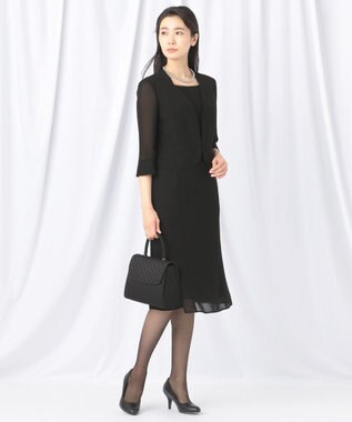 自由区 FORMAL 【洗える/着心地楽々】セオプラスエス ウォッシャブル ワンピース ブラック系