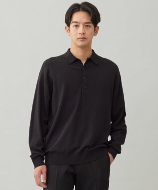 UNFILO MENS 【男女兼用】ソフトサーモ アンチピリングニット ポロ ブラック