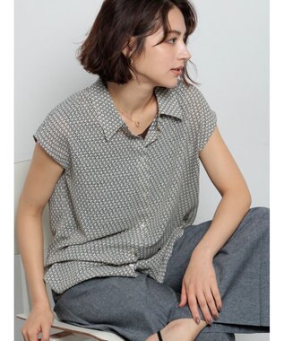 Te chichi シアサッカージオメ柄シャツブラウス オフホワイト