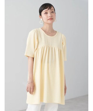 earth music&ecology ジャガードギャザーチュニック Light Beige