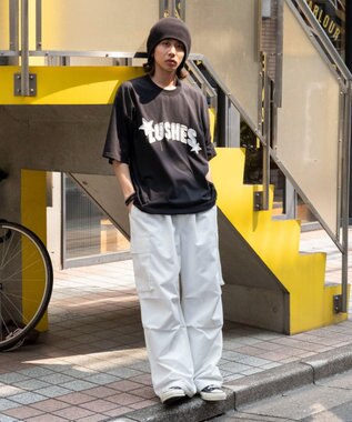 WEGO ダメージアップリケグラフィックT（SS） ブラック