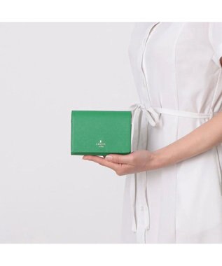LANVIN en Bleu リュクサンブールカラー 二つ折り被せ財布 グリーン