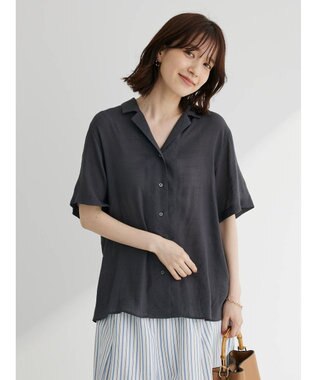 Green Parks ゆったり開襟シャツ Charcoal Gray