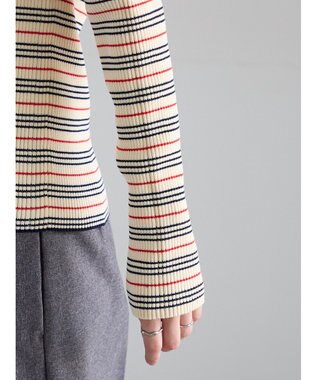 Te chichi パネルパターンアソートリブポロニット ベージュ