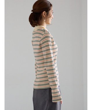 Te chichi パネルパターンアソートリブポロニット ベージュ