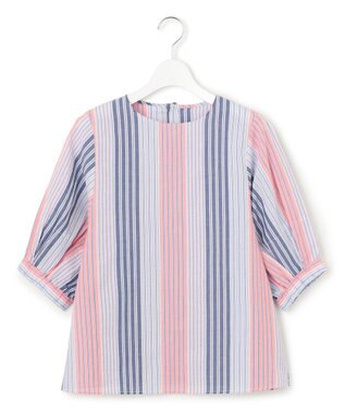 J.PRESS YORK STREET 【WOMEN】マルチストライプ ブラウス レッド系1