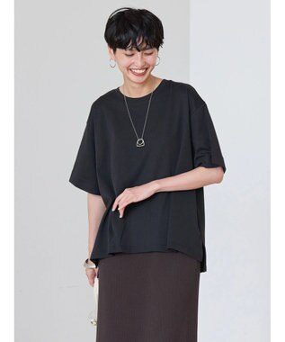 AMERICAN HOLIC 抗菌防臭＋接触冷感クルーネックカットプルオーバー Black