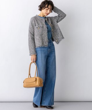 23区 S 【見上愛さん着用/新色追加/GLOW掲載】ツイード ニット ジャケット ライトグレーミックス