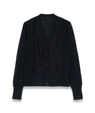 JOSEPH レース&ニット　Vネックカーディガン Black