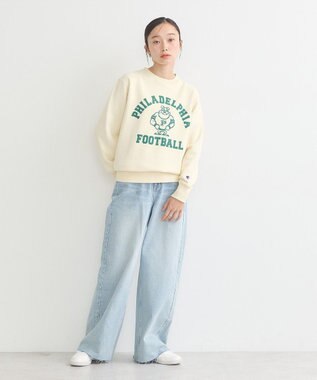 earth music&ecology チャンピオン　ｅｍａｅプリント裏毛プルオーバー Ivory