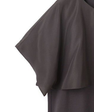 23区 【汗じみ防止/洗える】スムースデザイン ラッフルカラー カットソー ダークブラウン系