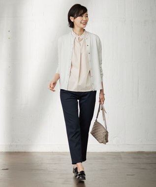 J.PRESS LADIES コンビジャージー フリルネック カットソー ピンク系