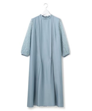 23区 L 【APPLAUDIR】ノーブルサテン レースコンビドレス ダルブルー系