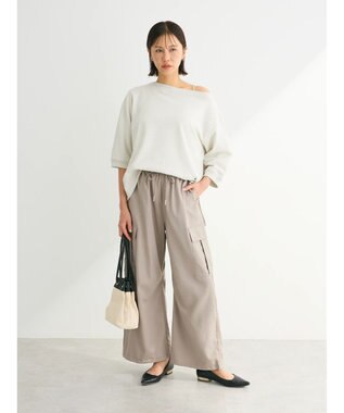 Green Parks ボートネックラメミニ裏毛プルオーバー Ivory