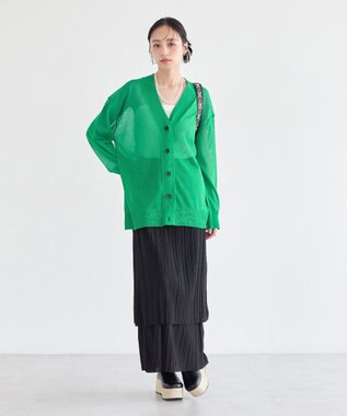 earth music&ecology シアーＶネックカーディガン Green