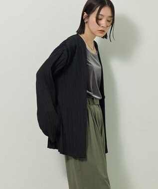 Green Parks ・ＥＬＥＮＣＡＲＥ　ＤＵＥ　プリーツノーカラージャケッ Black