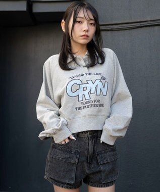 WEGO 襟付きグラフィックショートスウェット