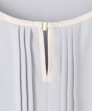 ANY SIS S 【洗える】フロントタックバイカラー ブラウス ライトブルー×アイボリー