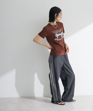 Green Parks ・ｓｗｉｎｇ　ｂｙ　リボンモチーフコード刺繍ＴＥＥ Brown