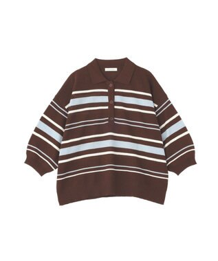 Green Parks 衿付き７分袖ニットプルオーバー