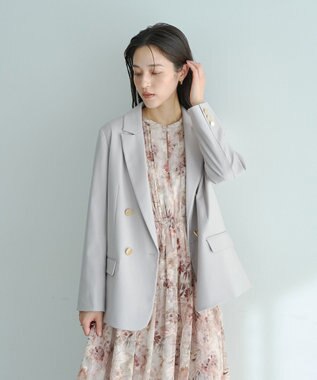 YECCA VECCA 金釦テーラードジャケット Gray Beige