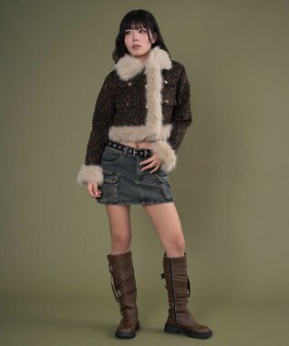 WEGO マルチポケットファーJKT 柄1