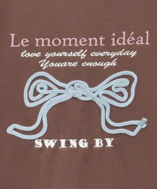 Green Parks ・ｓｗｉｎｇ　ｂｙ　リボンモチーフコード刺繍ＴＥＥ Brown