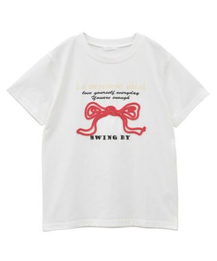 Green Parks ・ｓｗｉｎｇ　ｂｙ　リボンモチーフコード刺繍ＴＥＥ Off White