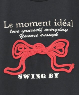 Green Parks ・ｓｗｉｎｇ　ｂｙ　リボンモチーフコード刺繍ＴＥＥ Black