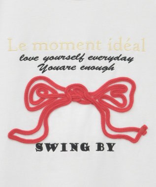 Green Parks ・ｓｗｉｎｇ　ｂｙ　リボンモチーフコード刺繍ＴＥＥ Off White