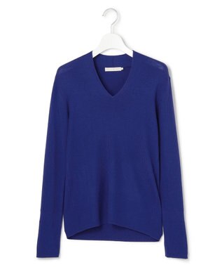 ICB 【新色追加】 エクストラファインメリノリブ Vネックプルオーバー ロイヤルブルー系