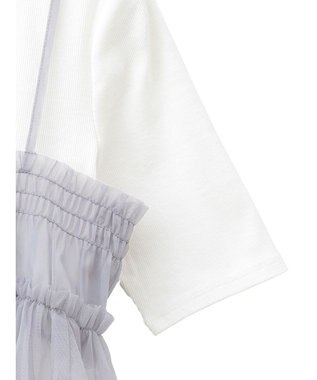 earth music&ecology ＳＥＴ２点チュールビスチェ＋リブプルオーバー Gray