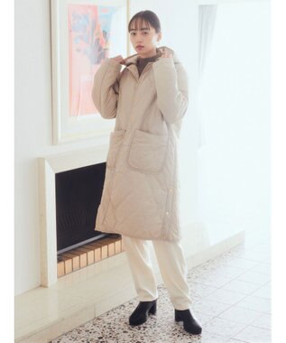 earth music&ecology ２ｗａｙキルティングコート Gray Beige
