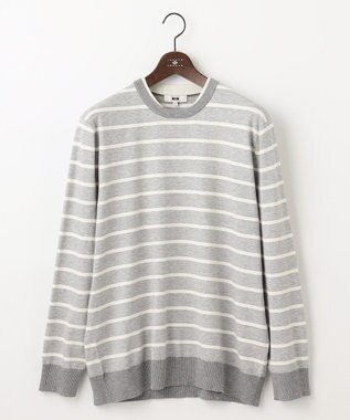 JOSEPH ABBOUD 【キングサイズ・チクチクしない/イージーケア/3シーズン対応】ハイカウントSNOWY ボーダー ニットＴ ライトグレー系2