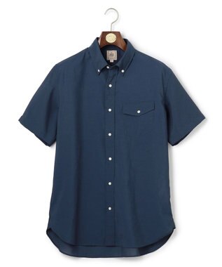 J.PRESS MEN 【遮熱 / 高通気性】ハケメパッチフラップ 半袖シャツ / B.D. ネイビー系