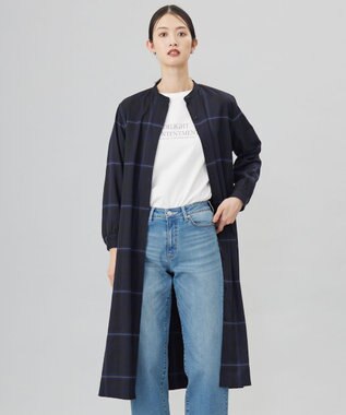 J.PRESS LADIES L 【洗える】テトロンレーヨン/ウール milledタータン ワンピース ネイビーチェック系