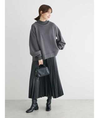 Green Parks 裏起毛ニットリブドッキングプルオーバー Gray