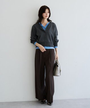 YECCA VECCA 2wayレイヤードクルーネックカーディガン Charcoal Gray