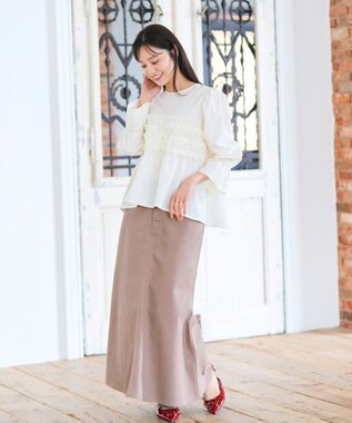 Feroux フリルギャザー ブラウス ホワイト系